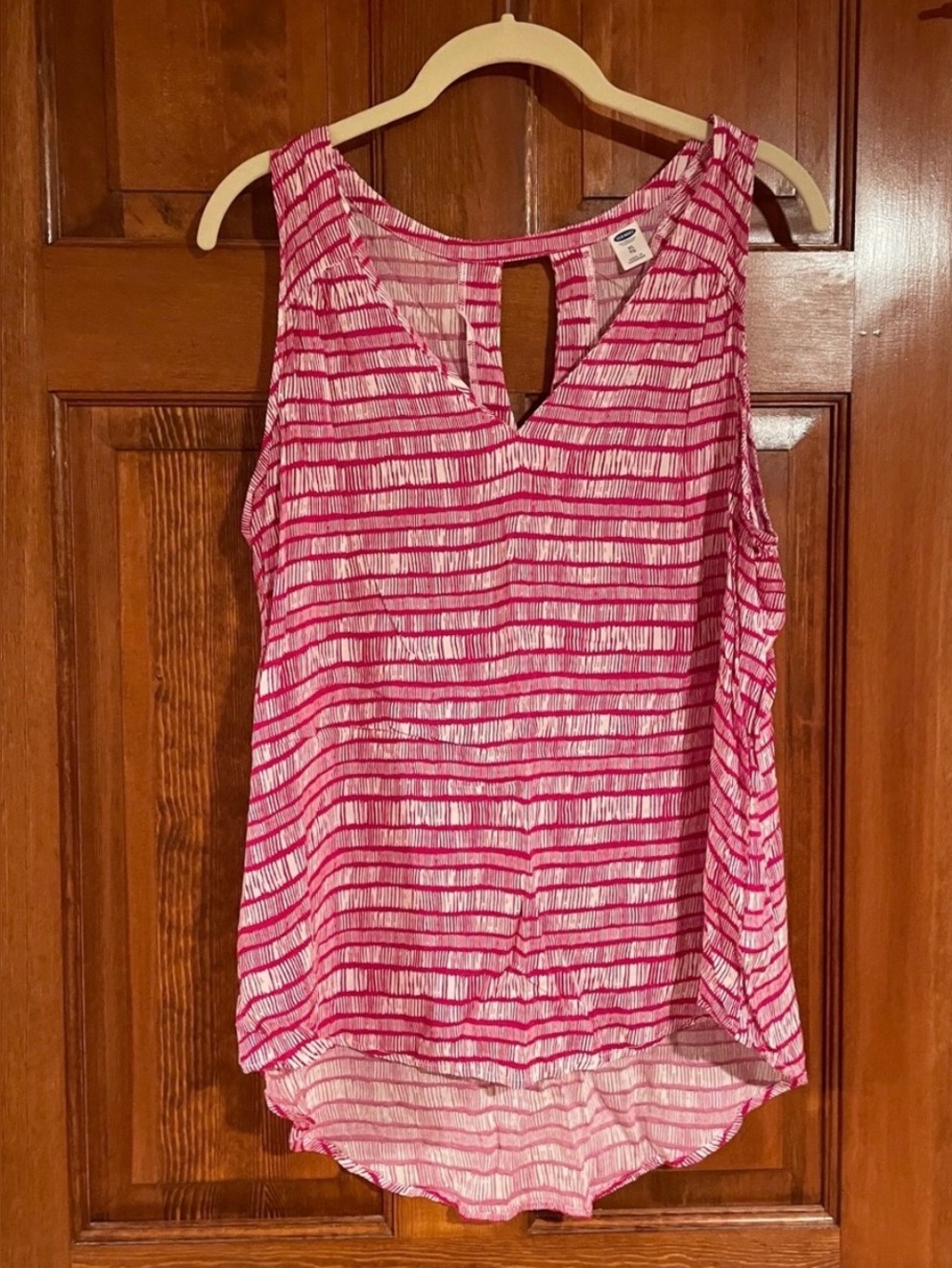 ♦️ Sz XL Old Navy Tank Top | Raspberry (Pink) & White